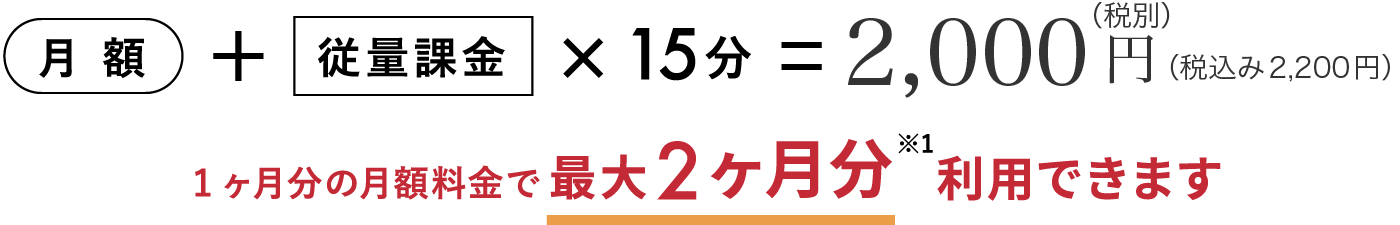 月額＋従量課金　2,000円（税別）