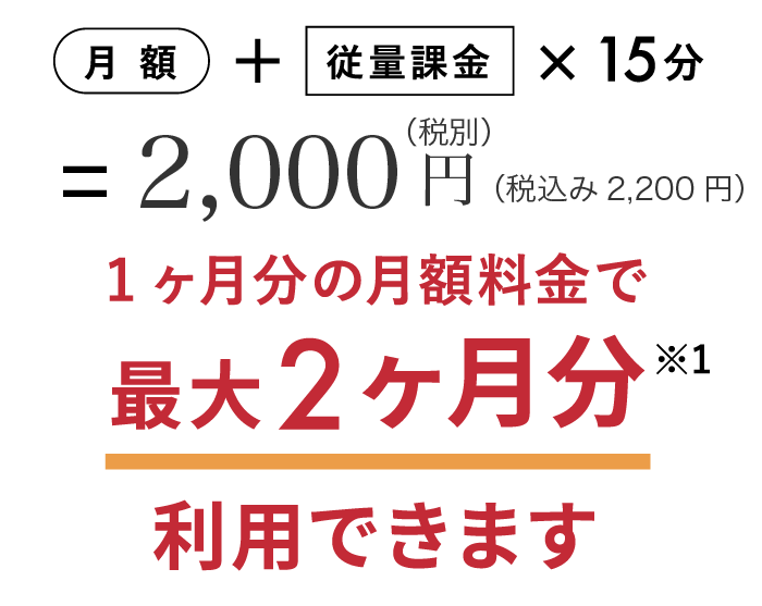 月額＋従量課金　2,000円（税別）